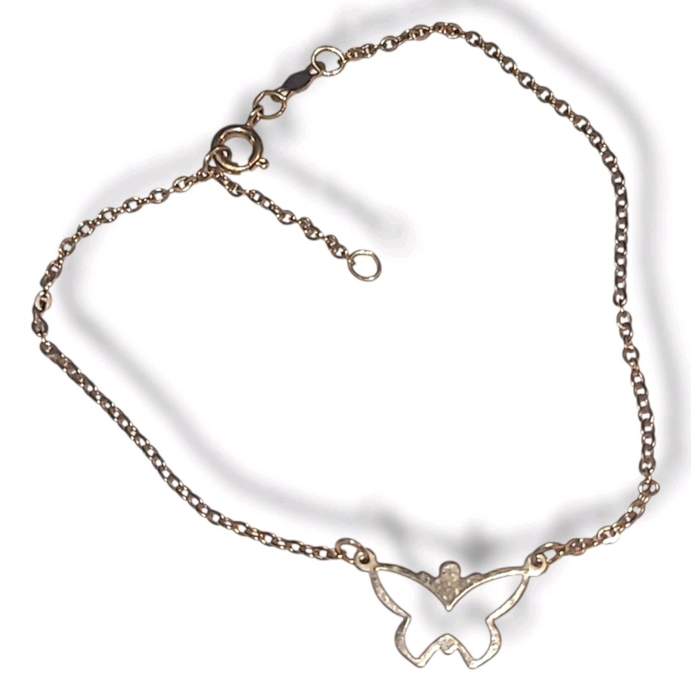 Vintage Sarah Coventry Gold Tone Butterfly Charm Anklet Ankle Bracelet 8.5"-9.5"